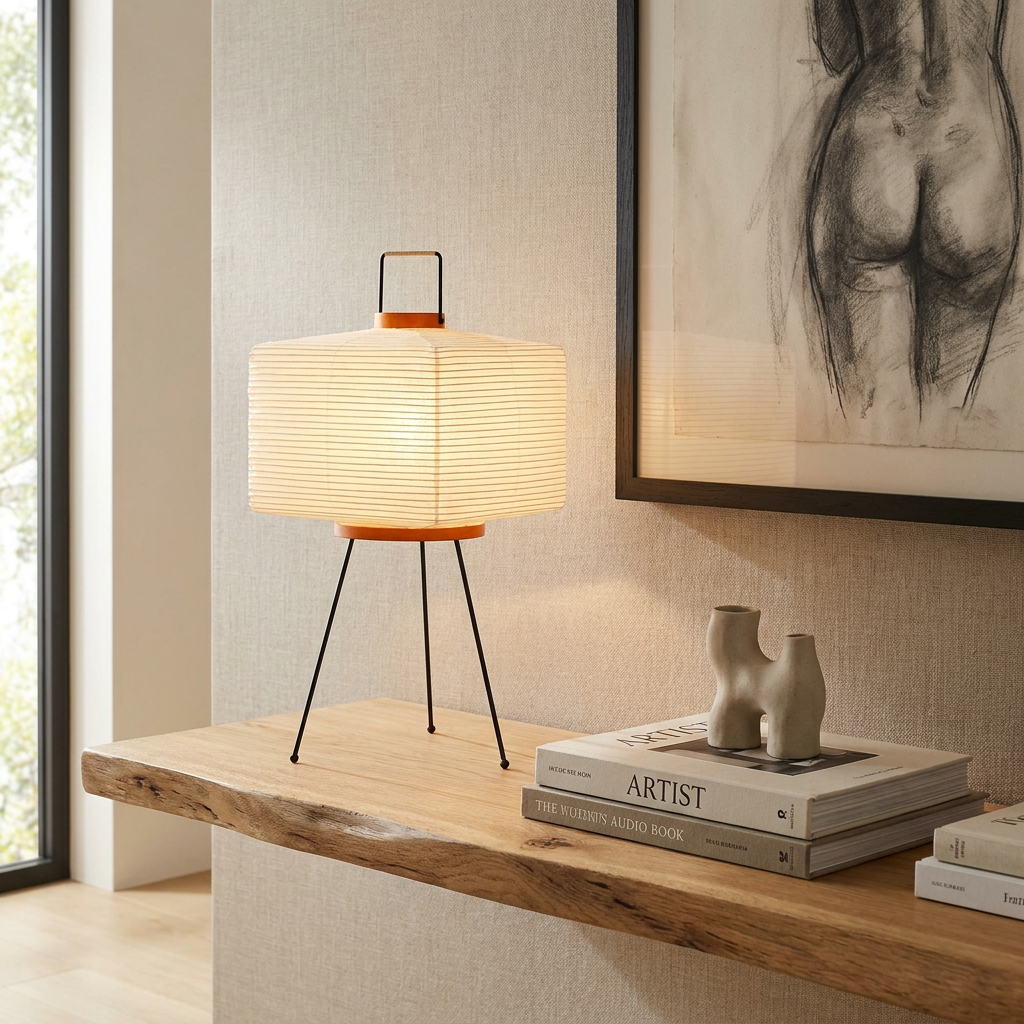 Japandi Paper Elegance Table Lamp lifestyle image - Higgsfield lux20v1 - a19