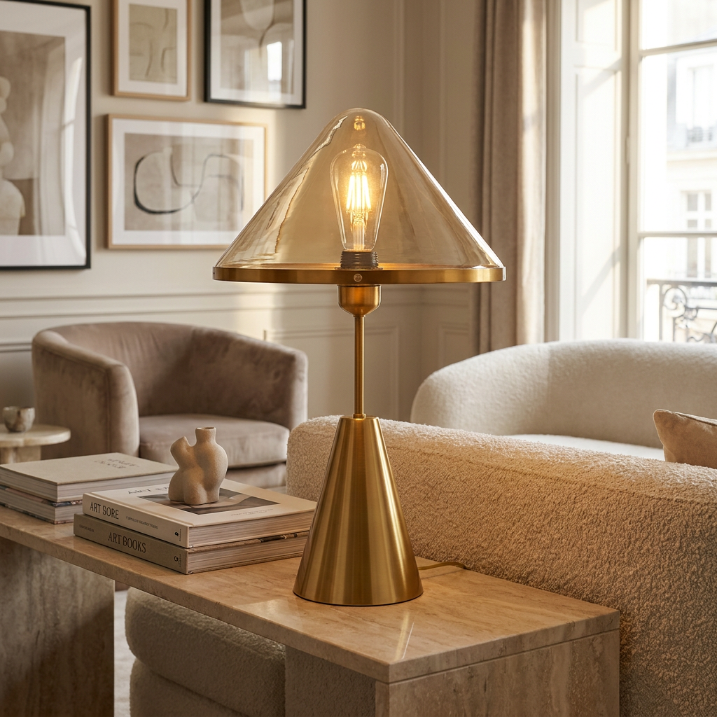 Golden Mushroom Delight Table Lamp lifestyle image - Higgsfield lux20v1 - a14