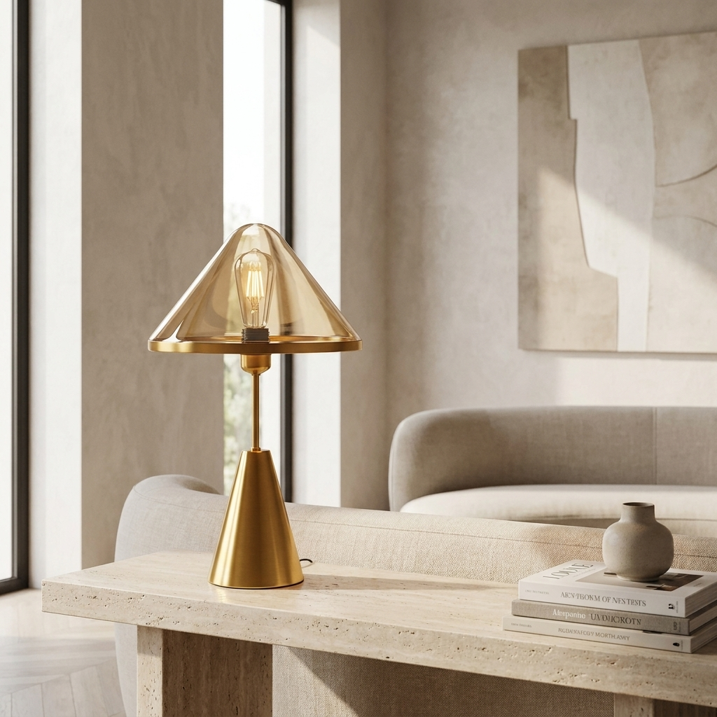 Golden Mushroom Delight Table Lamp lifestyle image - Higgsfield lux20v1 - a17