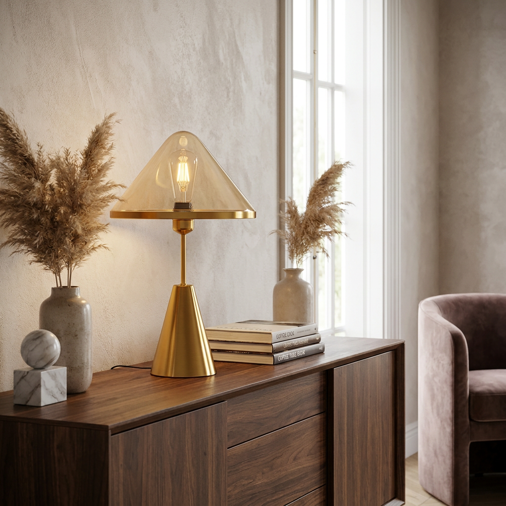 Golden Mushroom Delight Table Lamp lifestyle image - Higgsfield lux20v1 - a19