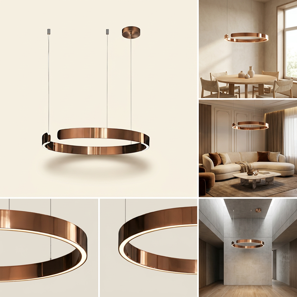 Circular Style Nordic Fused Aluminum Pendant Light lifestyle image - Higgsfield lux20v1 - hero