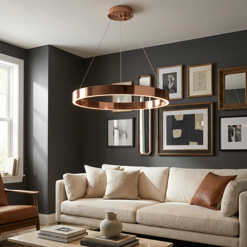 Circular Style Nordic Fused Aluminum Pendant Light lifestyle image - Higgsfield lux20v1 - a6