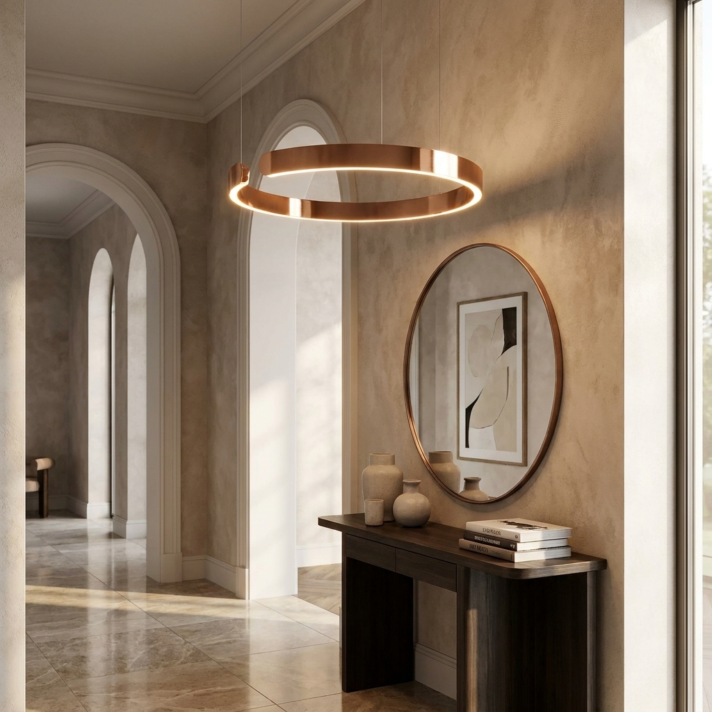 Circular Style Nordic Fused Aluminum Pendant Light lifestyle image - Higgsfield lux20v1 - a9