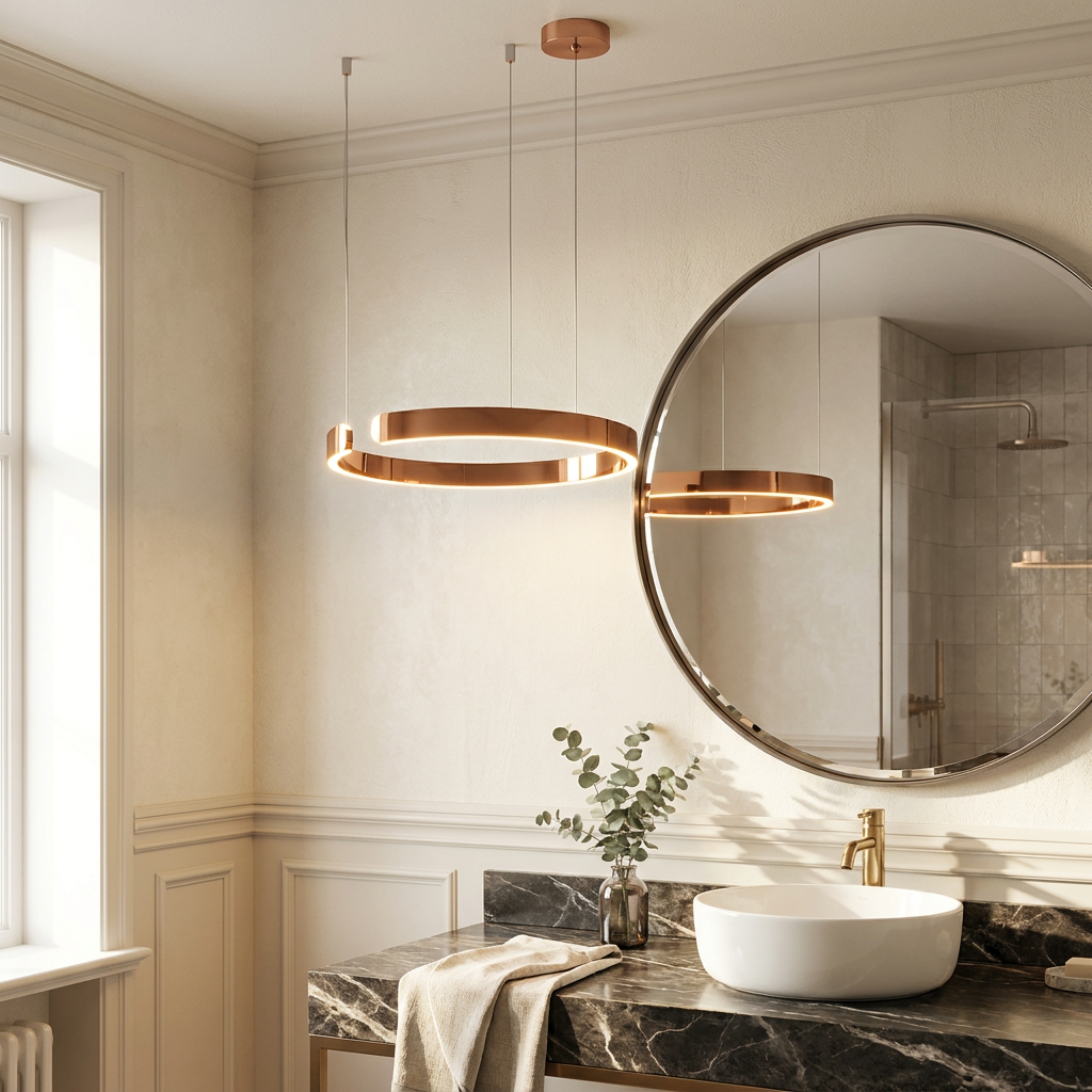 Circular Style Nordic Fused Aluminum Pendant Light lifestyle image - Higgsfield lux20v1 - a12