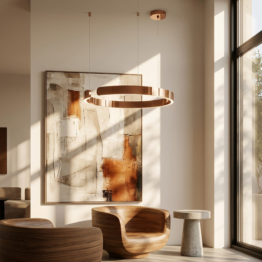 Circular Style Nordic Fused Aluminum Pendant Light lifestyle image - Higgsfield lux20v1 - a16