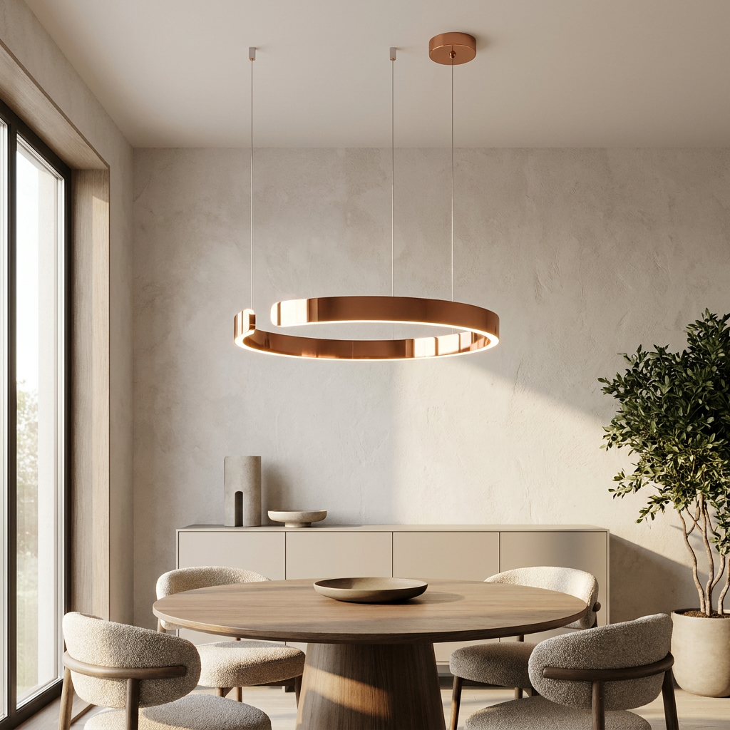 Circular Style Nordic Fused Aluminum Pendant Light lifestyle image - Higgsfield lux20v1 - a17
