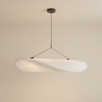 Japandi White Silk Fabric Minimalist Pendant Light lifestyle image - Higgsfield lux20v1 - a1