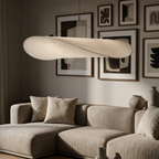 Japandi White Silk Fabric Minimalist Pendant Light lifestyle image - Higgsfield lux20v1 - a6