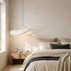 Japandi White Silk Fabric Minimalist Pendant Light lifestyle image - Higgsfield lux20v1 - a8