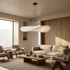 Japandi White Silk Fabric Minimalist Pendant Light lifestyle image - Higgsfield lux20v1 - a14