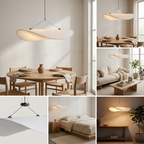 Japandi White Silk Fabric Minimalist Pendant Light lifestyle image - Higgsfield lux20v1 - a15
