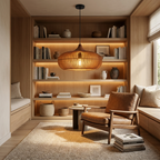 The Halo of Zen Japandi Wood Pendant Light lifestyle image - Higgsfield lux20v1 - a13