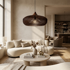 The Halo of Zen Japandi Wood Pendant Light lifestyle image - Higgsfield lux20v1 - a14