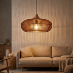 The Halo of Zen Japandi Wood Pendant Light lifestyle image - Higgsfield lux20v1 - a15