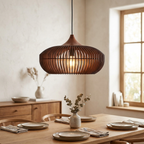 The Halo of Zen Japandi Wood Pendant Light lifestyle image - Higgsfield lux20v1 - a18