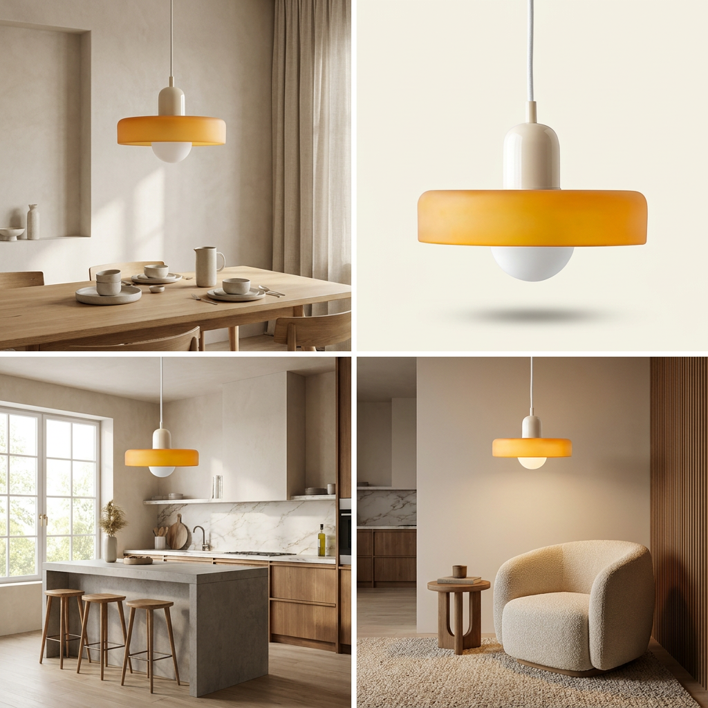 Luminous Halo Modern Glass Pendant Light lifestyle image - Higgsfield lux20v1 - hero