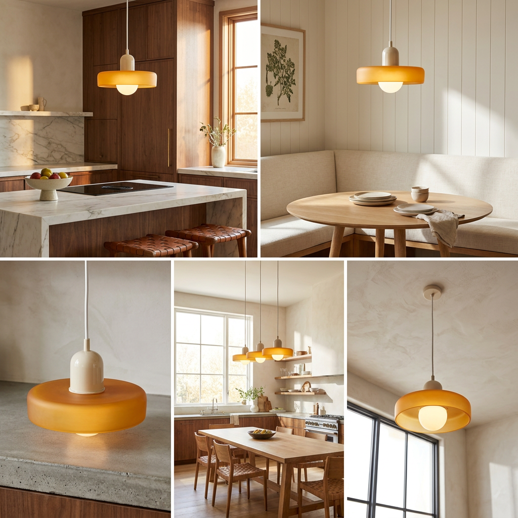 Luminous Halo Modern Glass Pendant Light lifestyle image - Higgsfield lux20v1 - a10