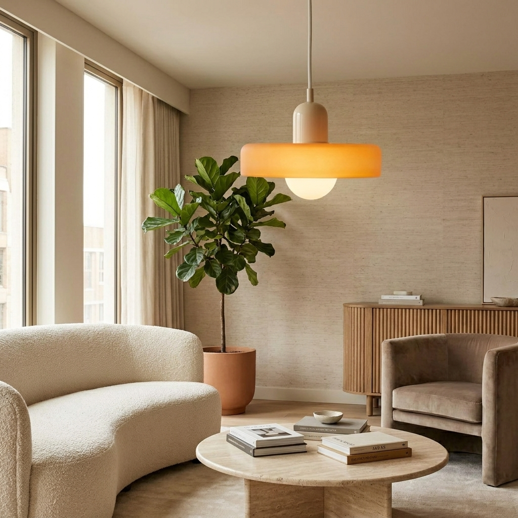 Luminous Halo Modern Glass Pendant Light lifestyle image - Higgsfield lux20v1 - a14