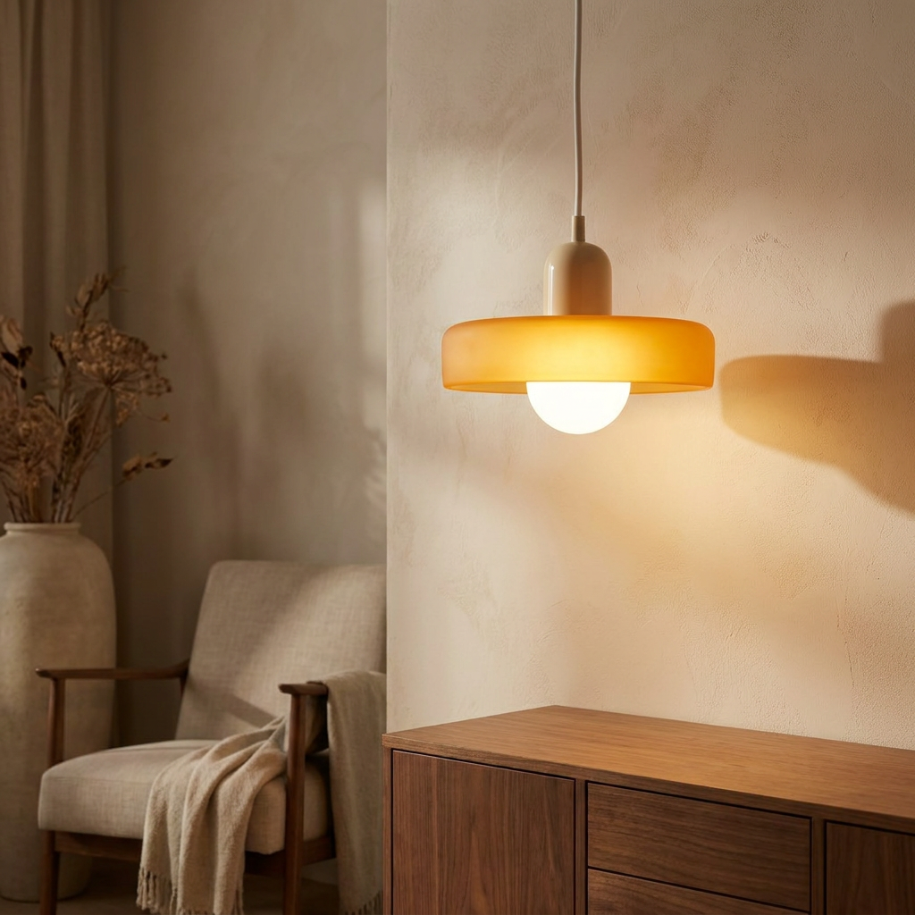 Luminous Halo Modern Glass Pendant Light lifestyle image - Higgsfield lux20v1 - a15