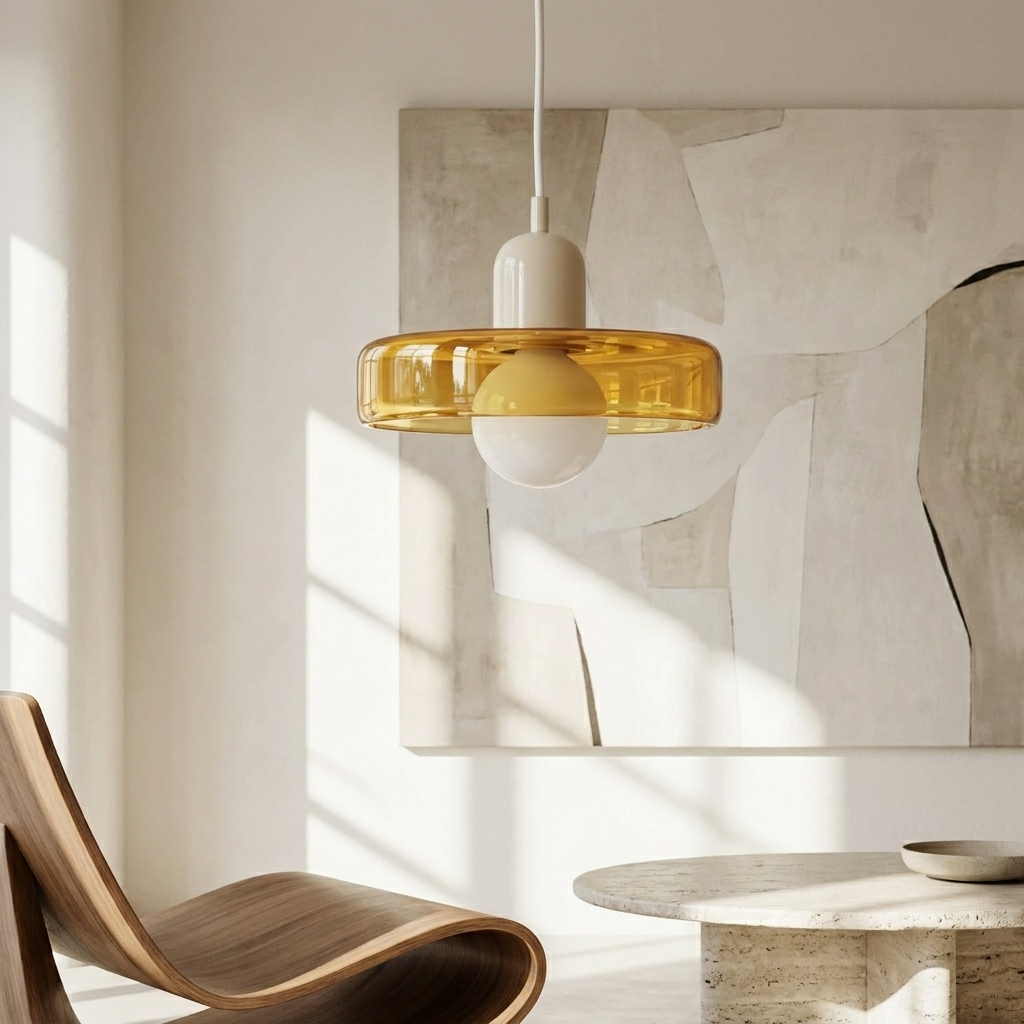 Luminous Halo Modern Glass Pendant Light lifestyle image - Higgsfield lux20v1 - a16