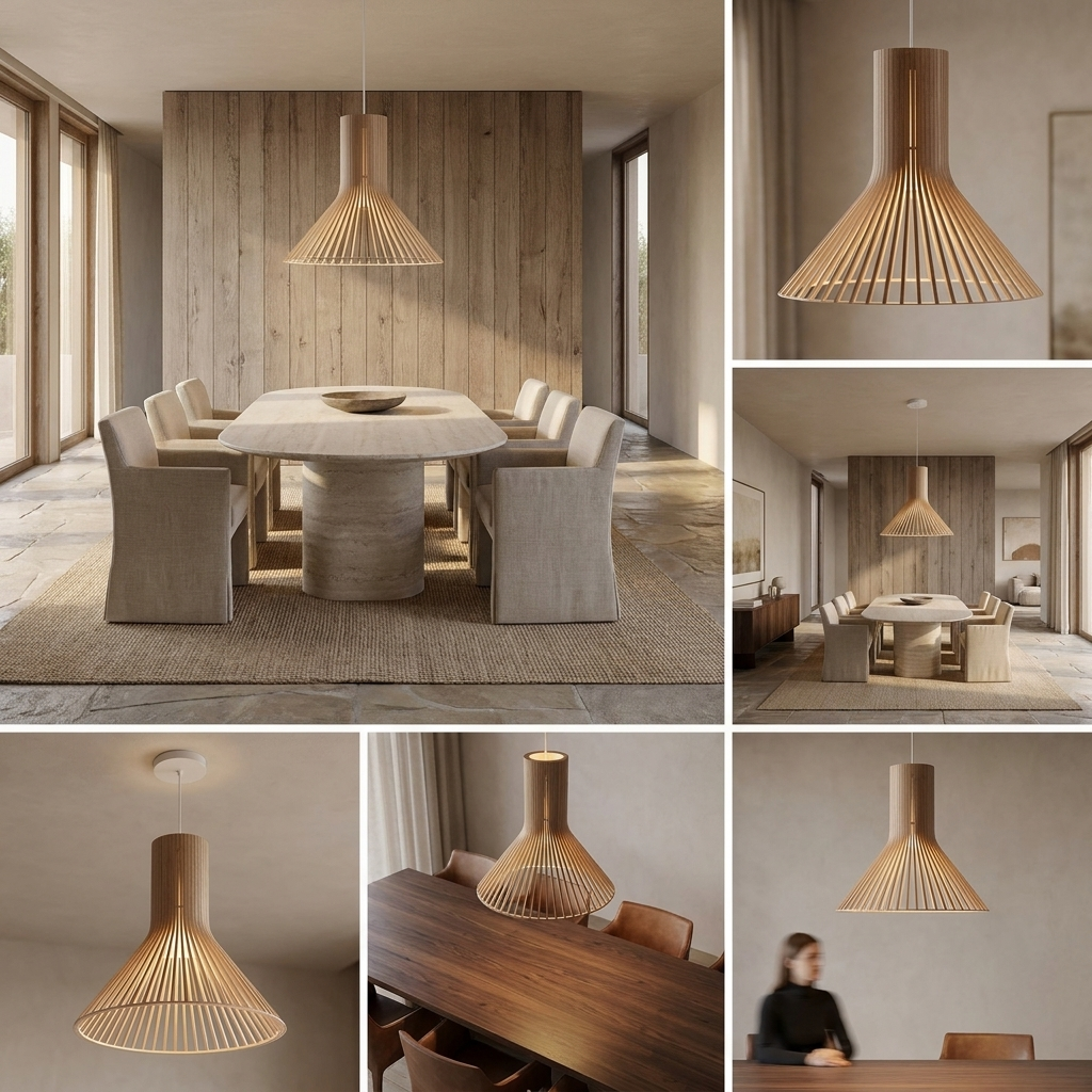 The Wood Sacred Radiance Pendant Light lifestyle image - Higgsfield lux20v1 - a7