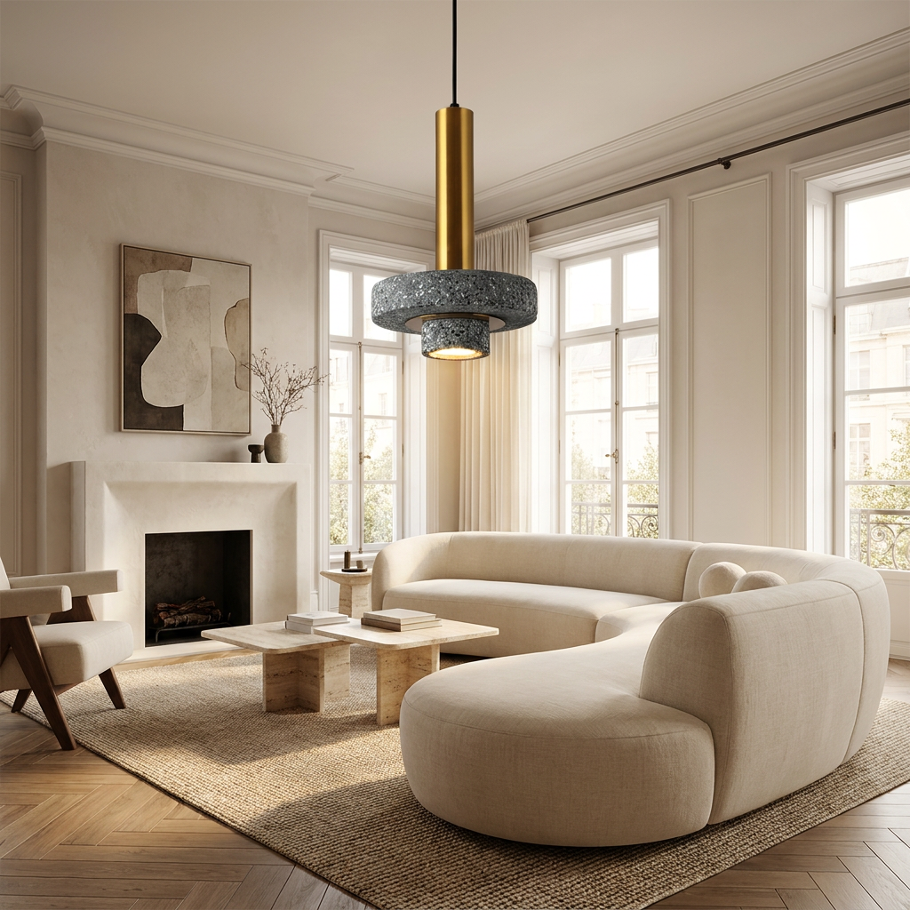 The Colored Terrazzo Ceiling Light lifestyle image - Higgsfield lux20v1 - a5