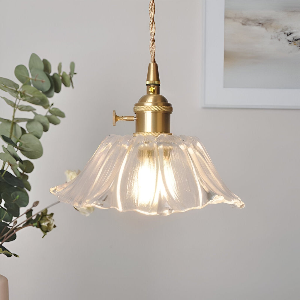Lotus Glow Vintage Glass Pendant Light