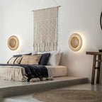 Round Travertine Wood Wall Light