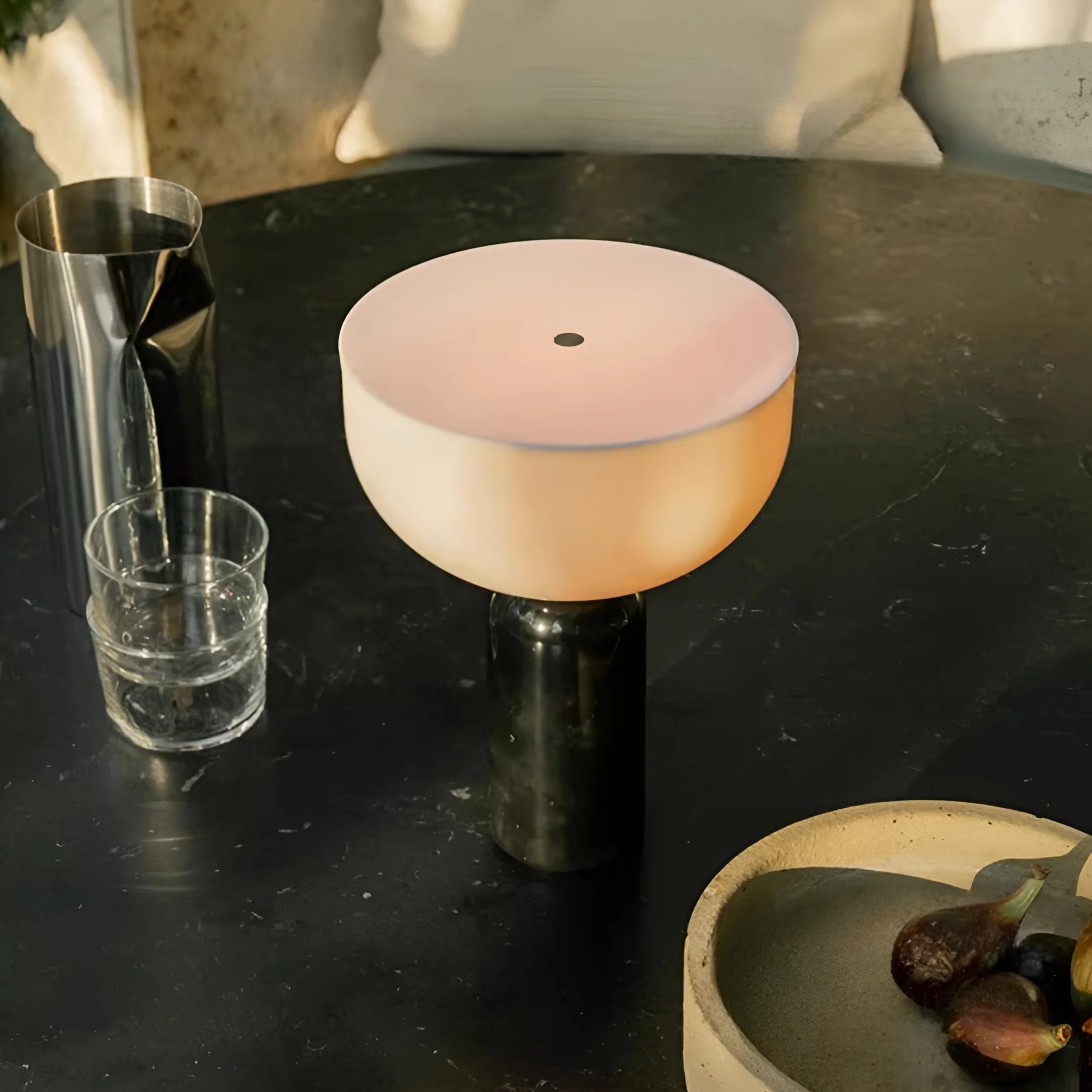 Aria Marble Dome Cordless Modern Marble Table Lamp