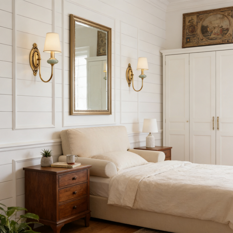Elara Vintage Ceramic Fabric Wall Light
