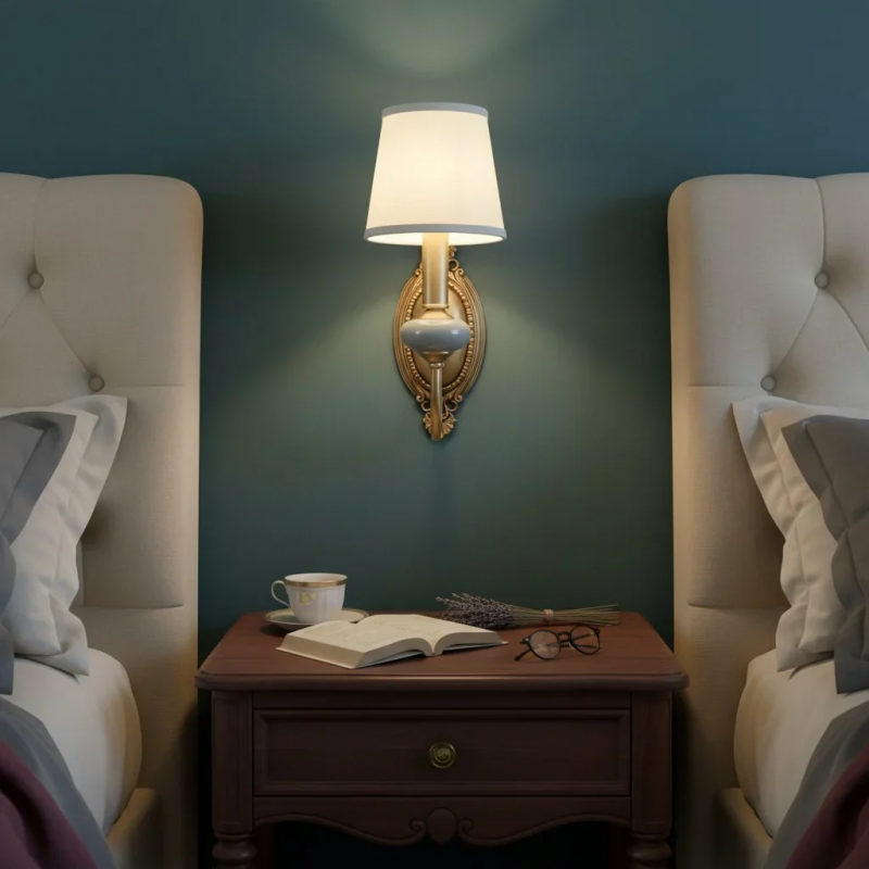 Elara Vintage Ceramic Fabric Wall Light