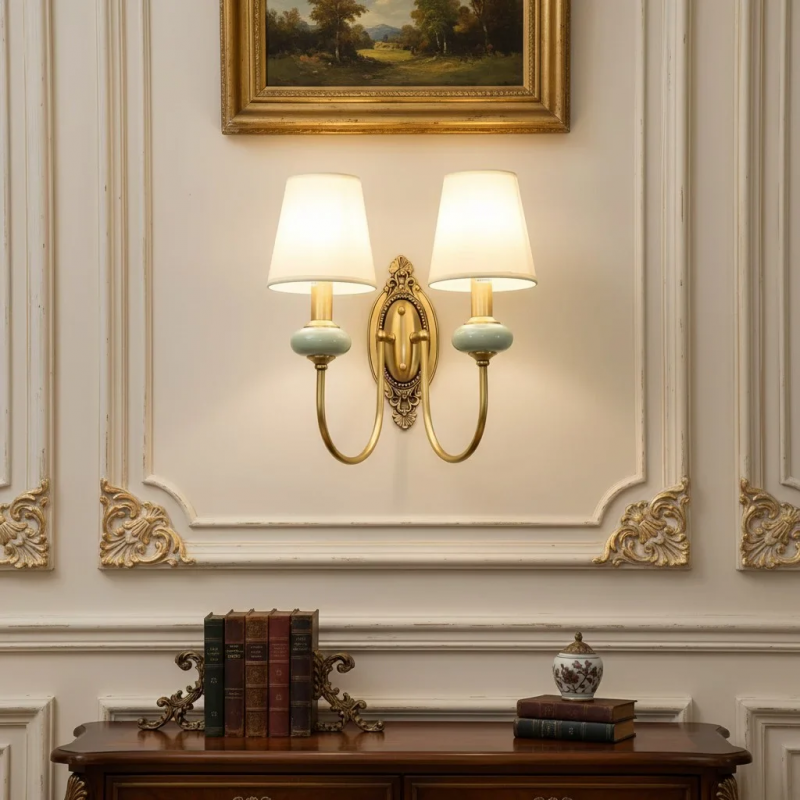 Elara Vintage Ceramic Fabric Wall Light