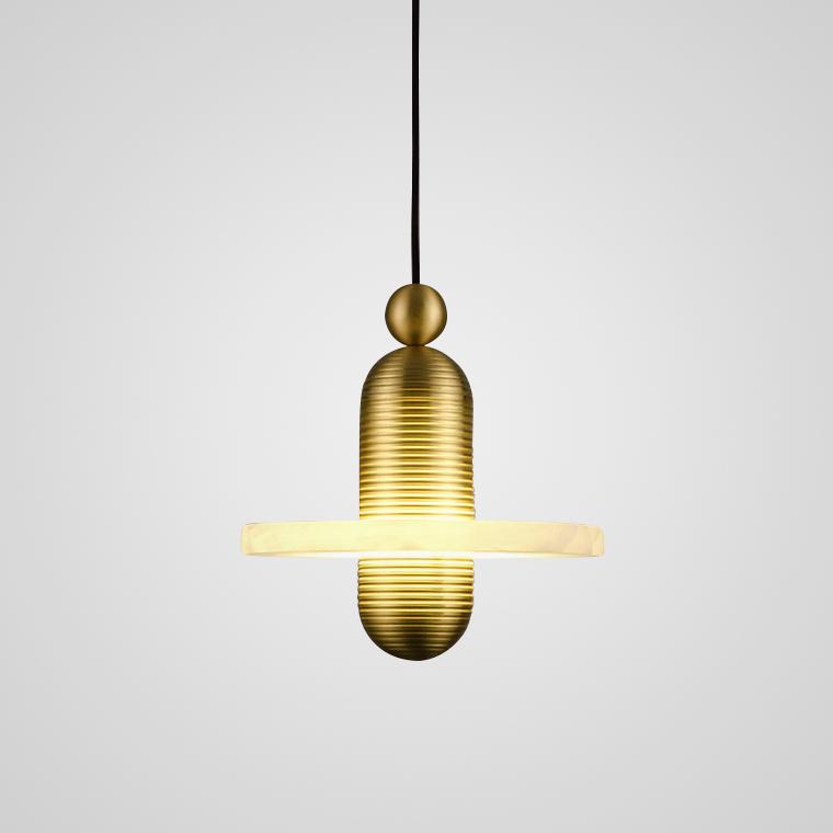 Modern Iron Alabaster Disc Minimalist Pendant Light