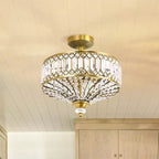 Seraphine Luxury Crystal Drum Semi Flush Ceiling Light