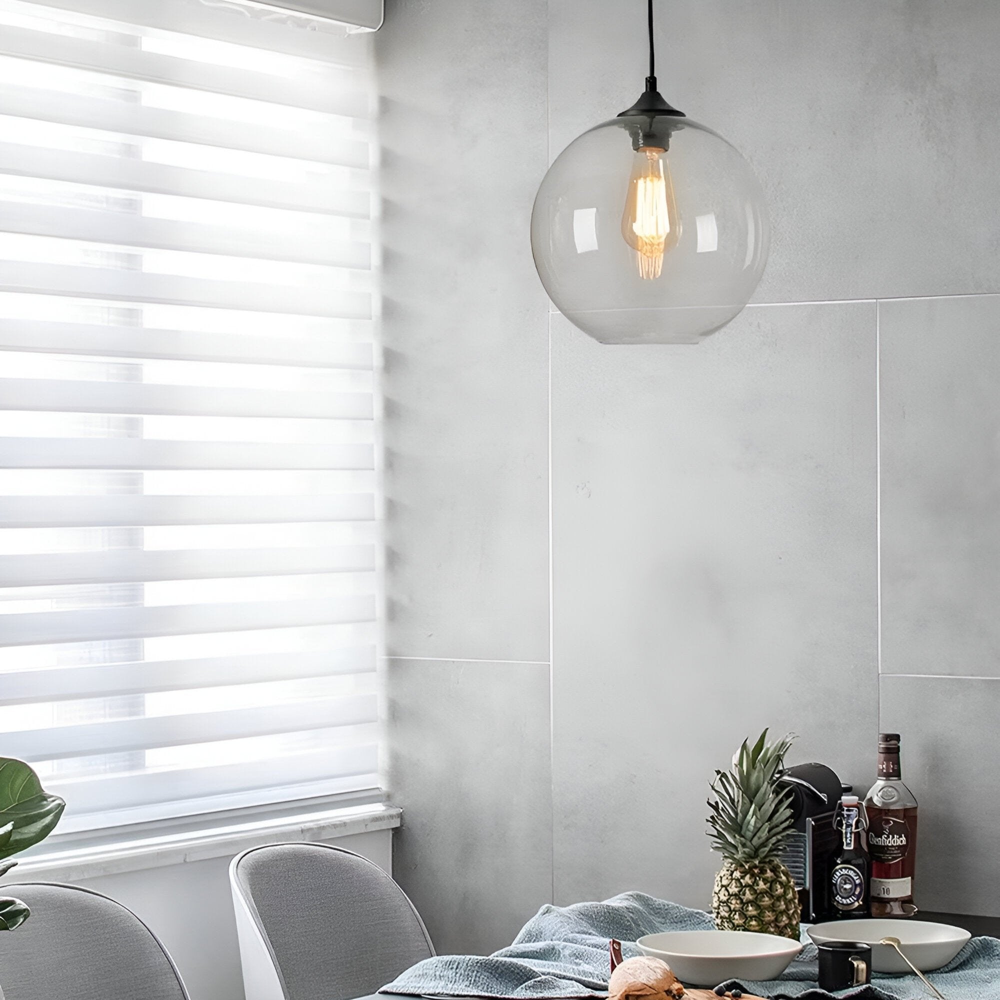 Glass Stone Lampshade Pendant Light