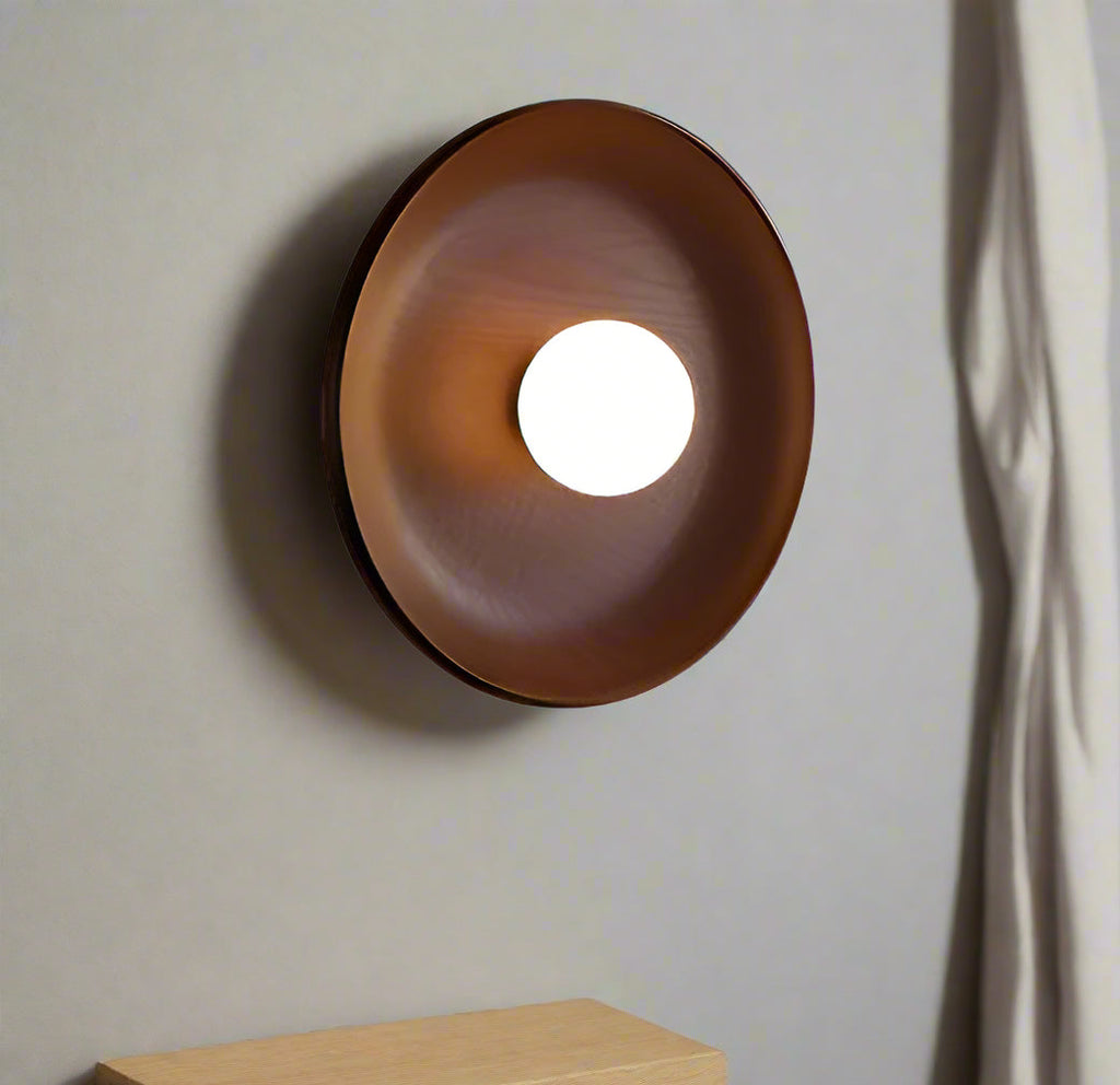 Solid Wood Circle Japandi Wall Light