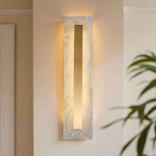 Nordic Brass Linear Alabaster Marble Wall Light
