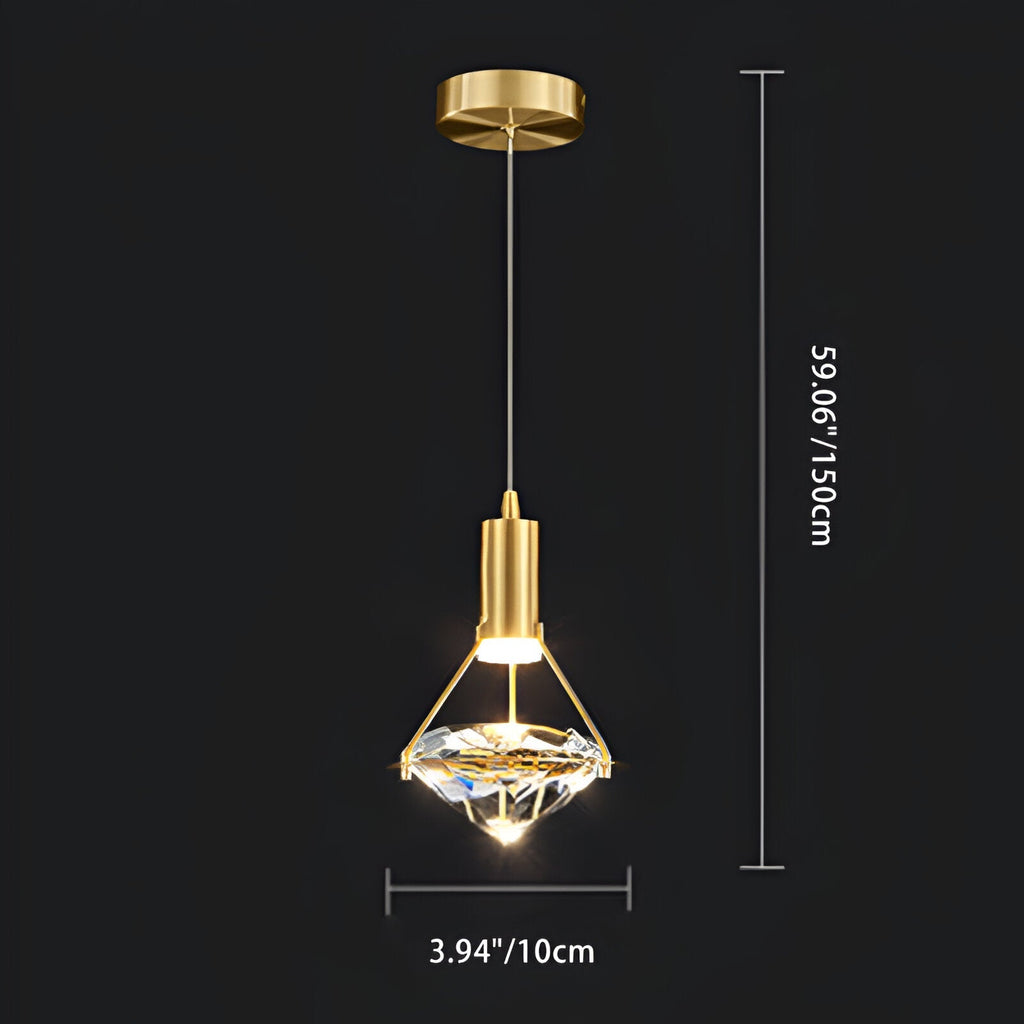 Diamond-Shaped Copper Crystal Pendant Light