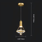 Diamond-Shaped Copper Crystal Pendant Light