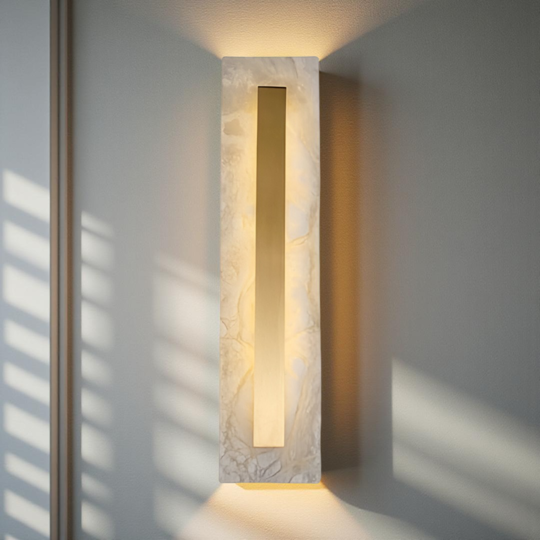 Nordic Brass Linear Alabaster Marble Wall Light
