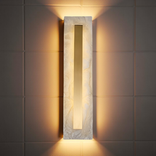 Nordic Brass Linear Alabaster Marble Wall Light