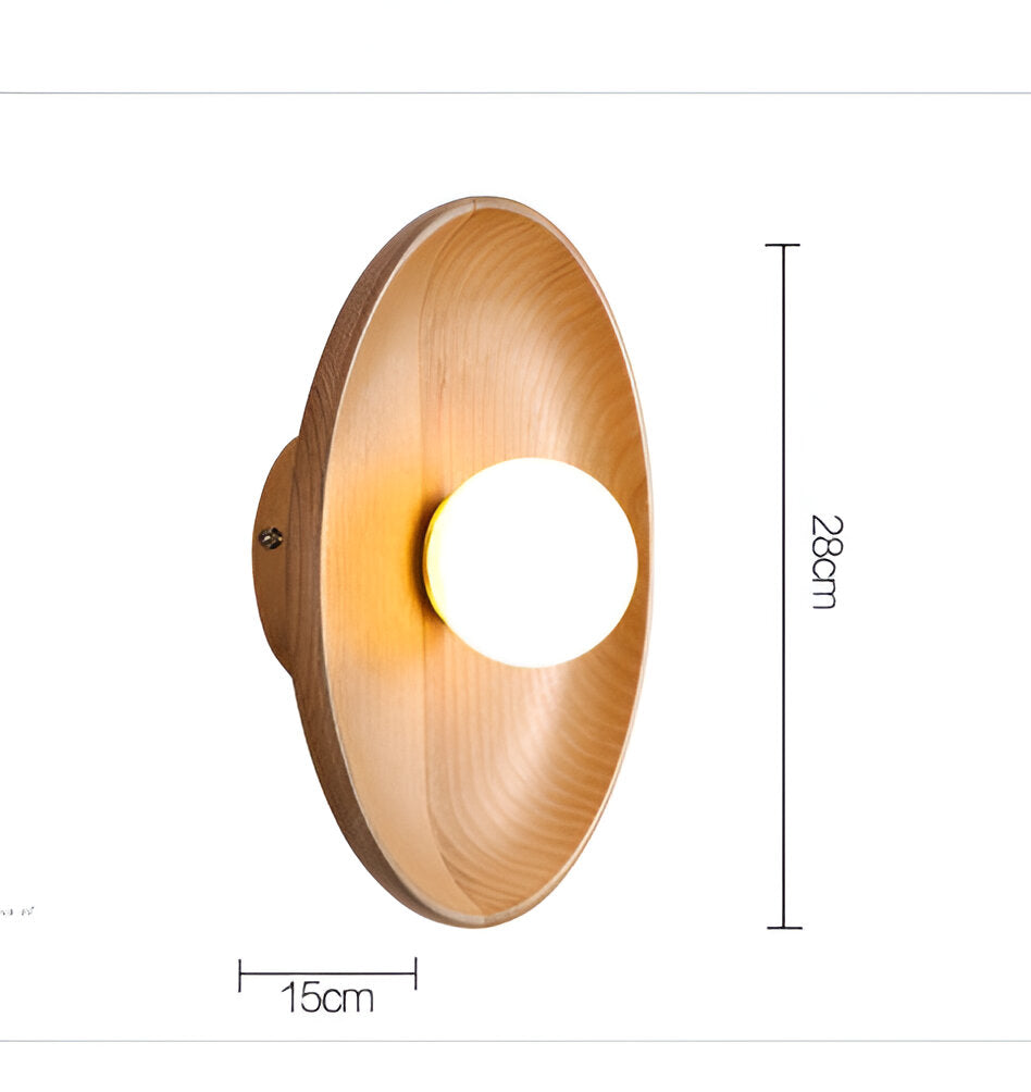 Solid Wood Circle Japandi Wall Light
