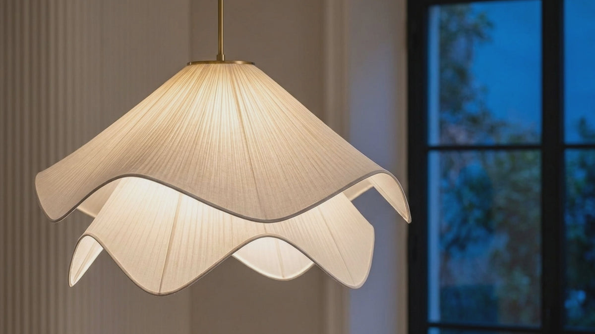 Sollie product film: Radiance of Serenity Fabric Japandi Pendant Light
