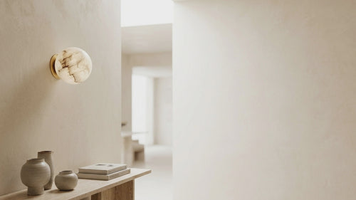 Sollie product film: Alabaster Elegance Japandi Mini Orb Wall Lamp