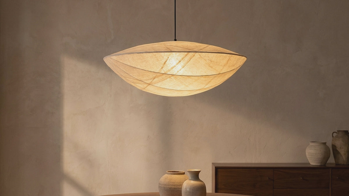 Sollie product film: The Wabi-Sabi Canvas Linen Pendant Light
