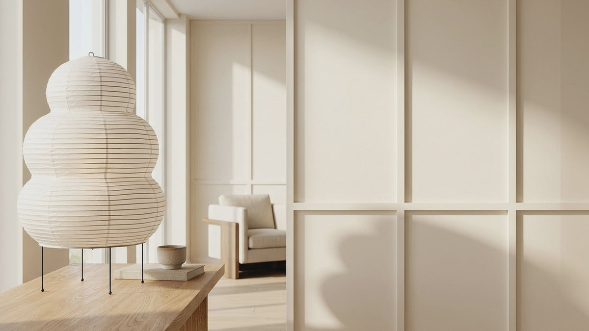 Sollie product film: Japanese Wabi Sabi White Rice Paper Table Lamp