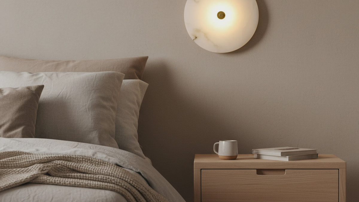 Sollie product film: Modern Luxury Round Marble Alabaster Wall Light