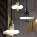 Modern Iron Alabaster Disc Minimalist Pendant Light
