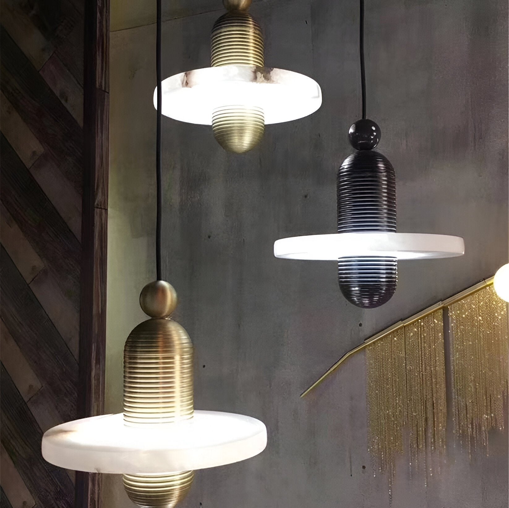 Modern Iron Alabaster Disc Minimalist Pendant Light
