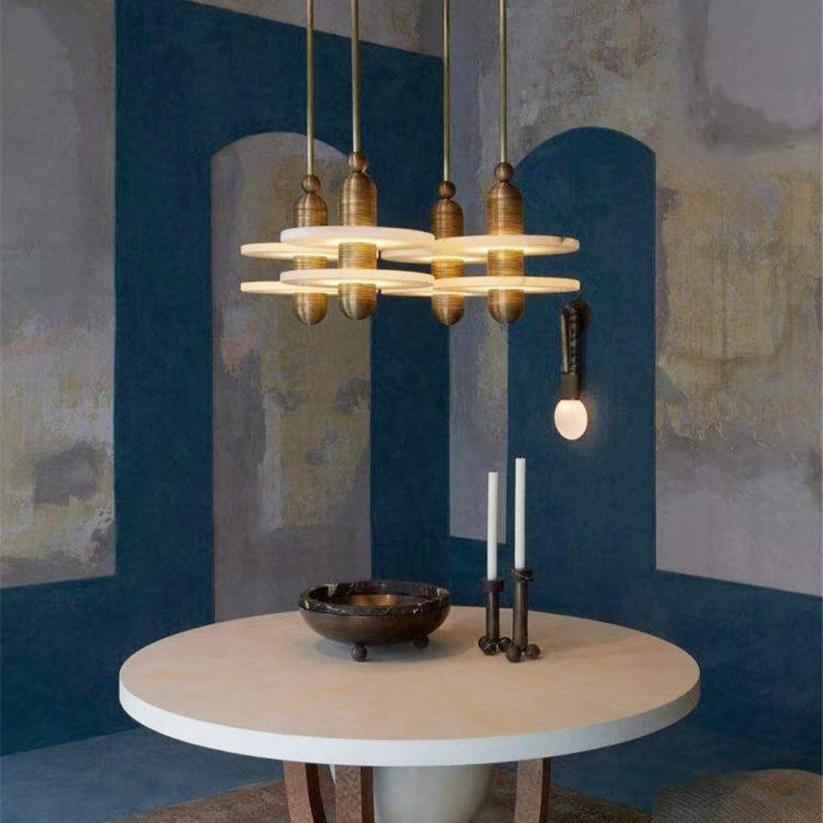 Modern Iron Alabaster Disc Minimalist Pendant Light